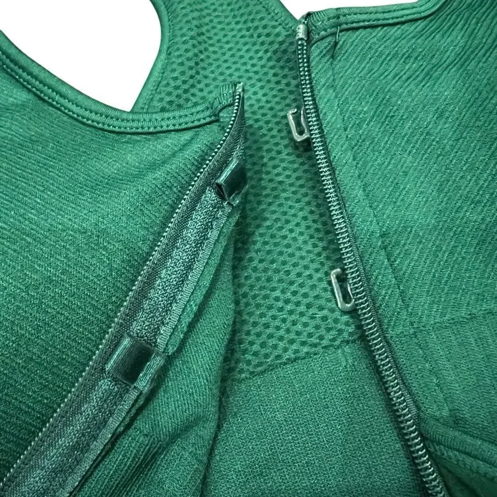90 Degree By Reflex Rain Forest Green Ribbed Sports Bra Size Medium